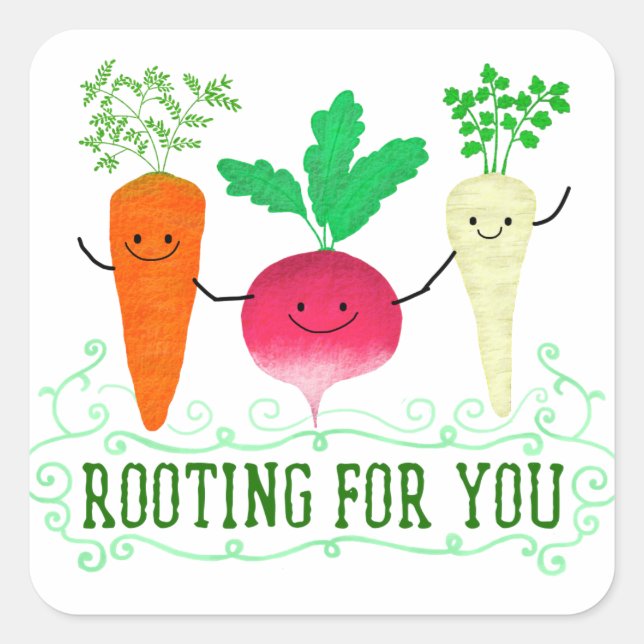 Positive Root Pun - Rooting for you Square Sticker (Front)