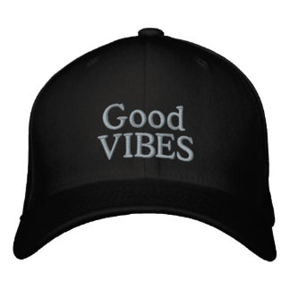 Positive Saying Good Vibes Black Embroidered Hat