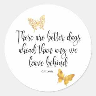 Positive Saying Quote With Butterfly Classic Round Sticker