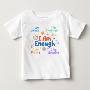 Positive Self Belief Words for Happy Little Ones Baby T-Shirt