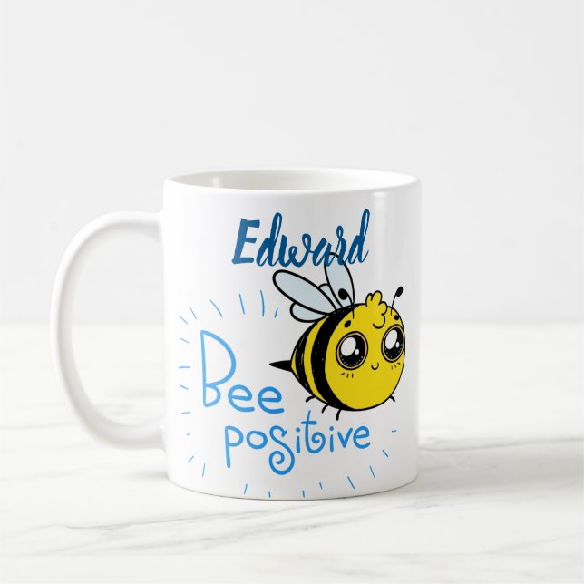 Positive Thinking Bee Positive Cute Bee Coffee Mug (Left)