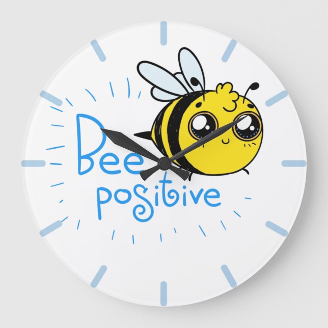 Positive Thinking Bee Positive Cute Bee Large Clock (Front)