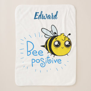 Positive Thinking Bee Positive Cute Bee Sherpa Blanket