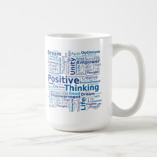 Positive Thinking Word Cloud - Blue Colours Coffee Mug