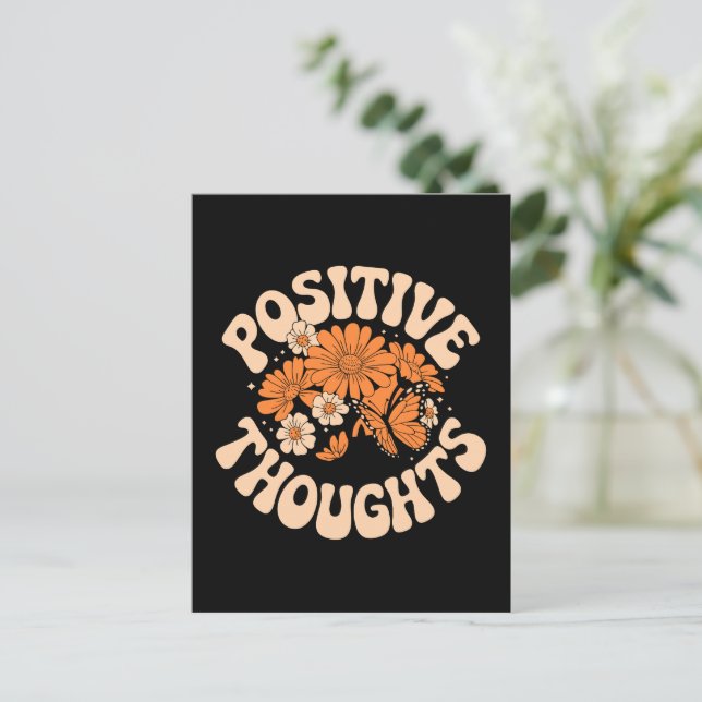 Positive Thoughts – Flowers and Butterflies Postcard (Standing Front)