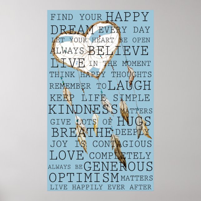 Positive Thoughts Inspirational Dream Catcher Poster (Front)