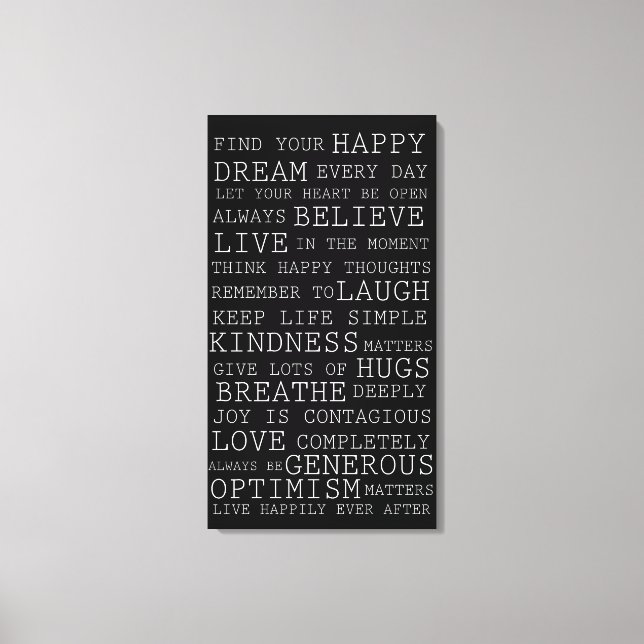 Positive Thoughts Inspirational Words Canvas Print (Front)