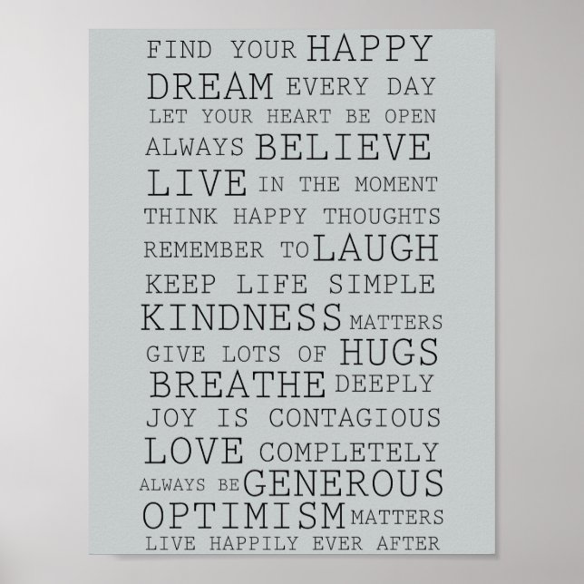 Positive Thoughts Inspirational Words Poster (Front)
