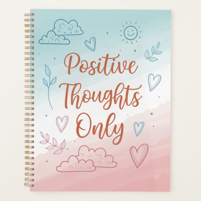 Positive Thoughts Only Journal – Pastel Design Planner (Front)
