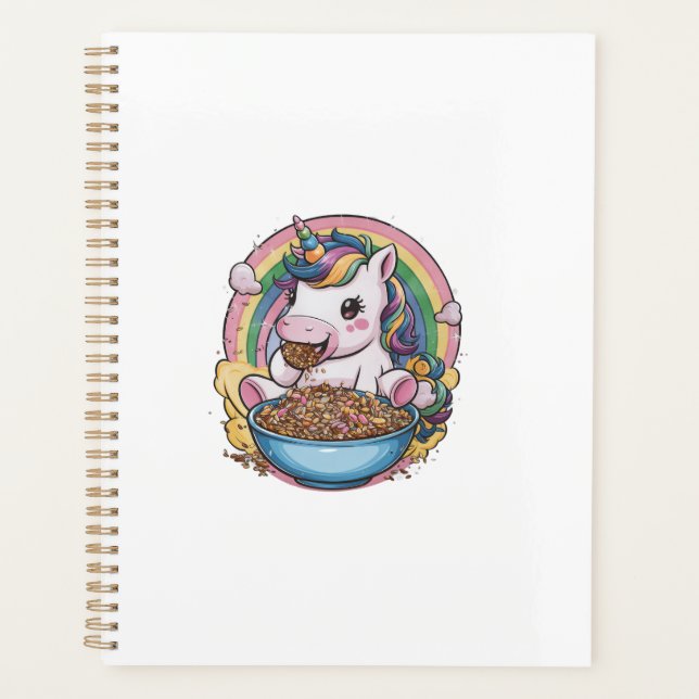Positive unicorn with cereal bowl Long Sleeve T-Sh Planner (Front)