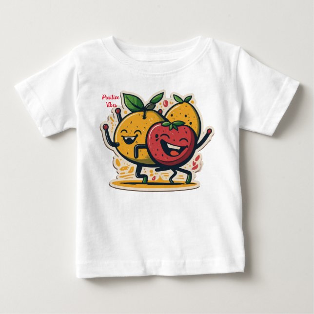 positive vibe and cheerful dancing fruit white  baby T-Shirt (Front)