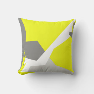 Positive Vibes Abstract Art Yellow Cushion Pillow