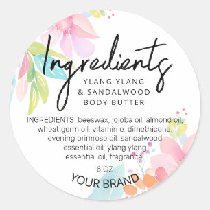 Positive Vibes Body Butter Ingredient Jar Labels