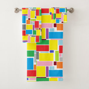 Positive Vibes Happy Colours Abstract Art Blocks Bath Towel Set