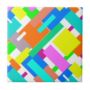 Positive Vibes Happy Colours Abstract Art Blocks Tile