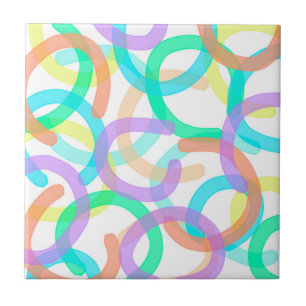 Positive Vibes Happy Pastel Colours Abstract Art Tile