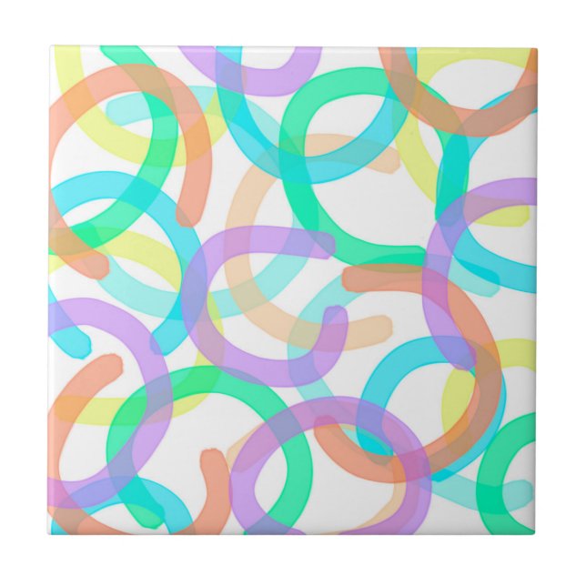 Positive Vibes Happy Pastel Colours Abstract Art Tile (Front)