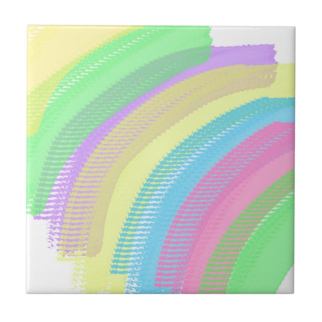 Positive Vibes Happy Pastel Colours Abstract Art Tile (Front)