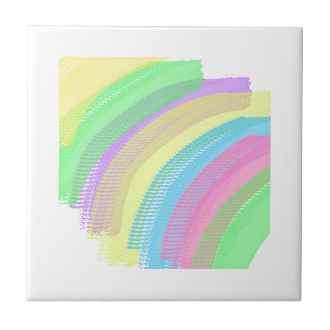 Positive Vibes Happy Pastel Colours Abstract Art Tile (Front)