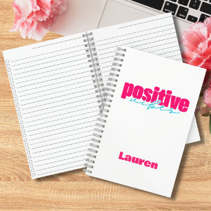 Positive Vibes Hot Pink & Teal Cute Checklist Notebook