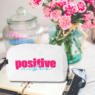 Positive Vibes Hot Pink & Teal Girly Cosmetic Bag