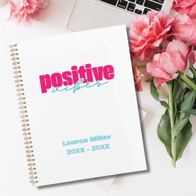 Positive Vibes Hot Pink & Teal Girly Daily Planner (Creator Uploaded)