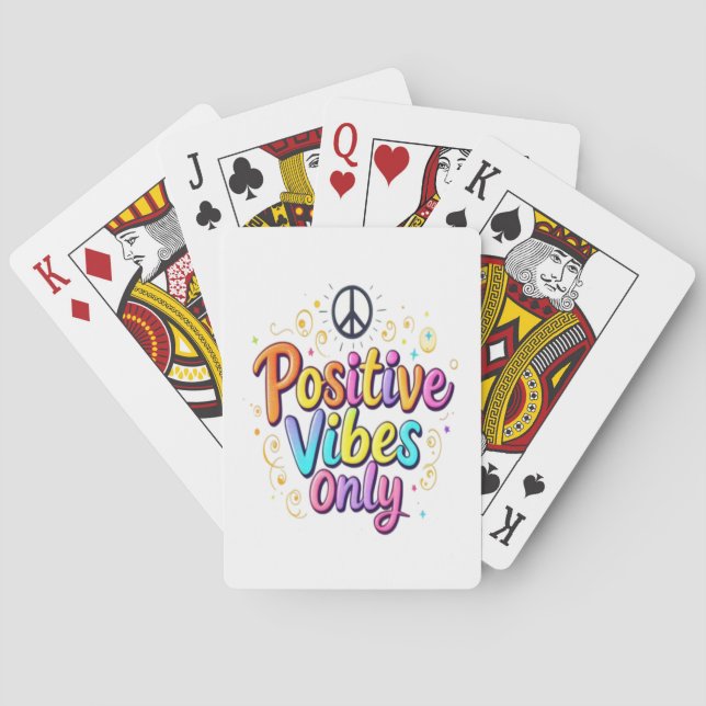 Positive Vibes Only - Colourful Encouraging Design Playing Cards (Back)