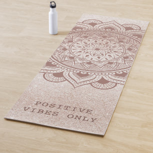 Positive Vibes Only Custom Text Quote Chic Mandala Yoga Mat