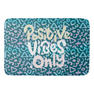Positive vibes only green geometric bath mat