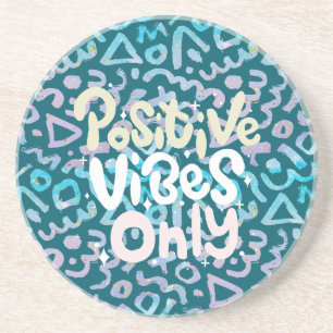 Positive vibes only green geometric coaster