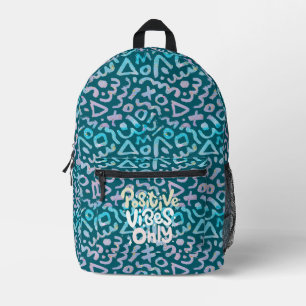 Positive vibes only green geometric printed backpack