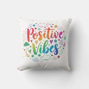 Positive Vibes Only – Motivational Text Throw Pill Cushion