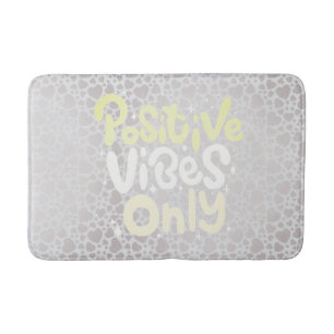 Positive vibes only neutral colour boho style bath mat
