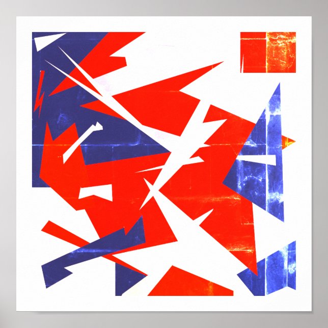 Positive Vibes Red Blue White Abstract Art Poster (Front)
