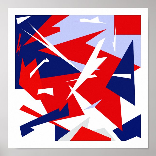 Positive Vibes Red Blue White Abstract Art Poster (Front)