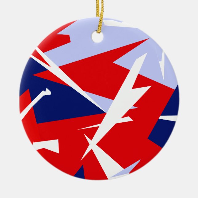 Positive Vibes Red Blue White Ceramic Tree Decoration (Front)