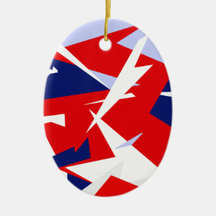 Positive Vibes Red Blue White Ceramic Tree Decoration