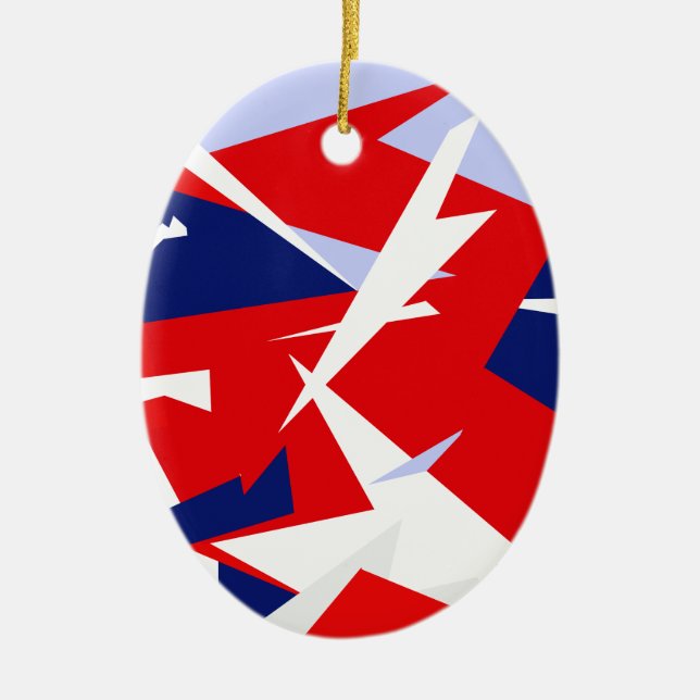 Positive Vibes Red Blue White Ceramic Tree Decoration (Front)