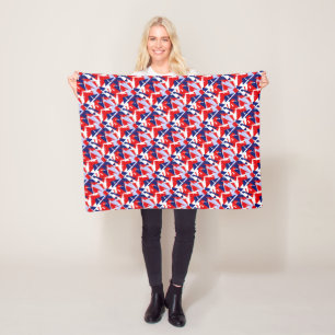Positive Vibes Red Blue White Fleece Blanket