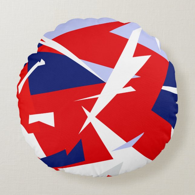 Positive Vibes Red Blue White Round Cushion (Front)