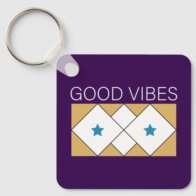 Positive Vibes refreshing design-Black Key Ring (Front)