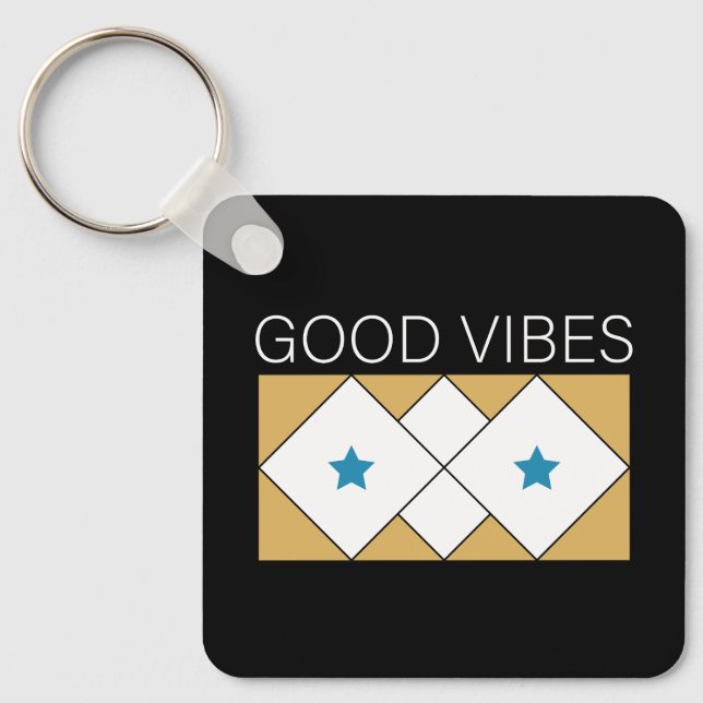 Positive Vibes refreshing design-Black Key Ring (Front)