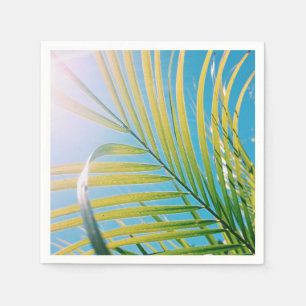 Positive Vibes Sunny Palm Tree Leaf Paper Napkin