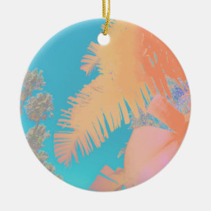 Positive Vibes Tropical Palm Trees Ceramic Tree Decoration