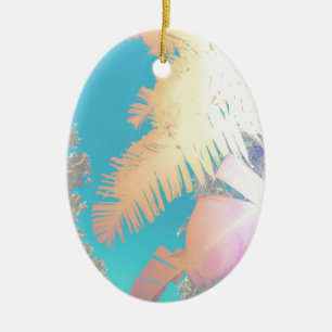 Positive Vibes Tropical Palm Trees Ceramic Tree Decoration