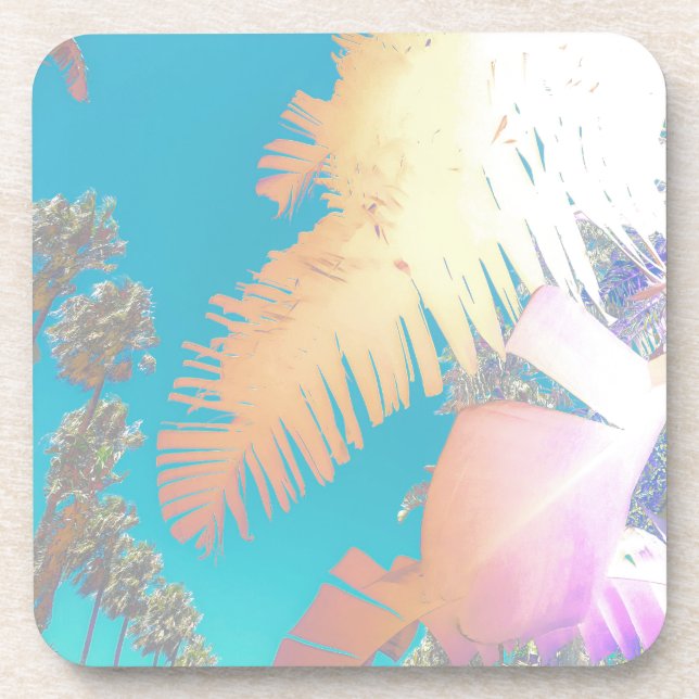 Positive Vibes Tropical Palm Trees Coaster (Front)