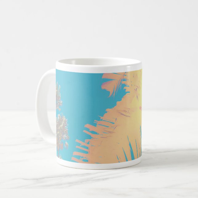 Positive Vibes Tropical Palm Trees Coffee Mug (Front Left)