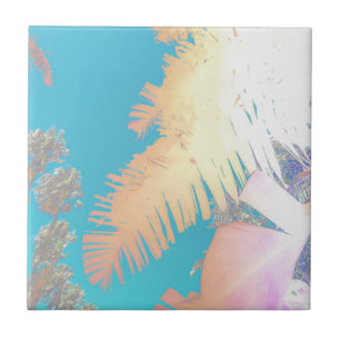 Positive Vibes Tropical Palm Trees Tile