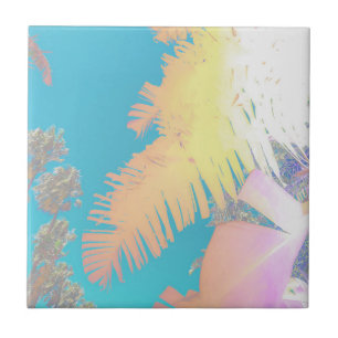 Positive Vibes Tropical Palm Trees Tile