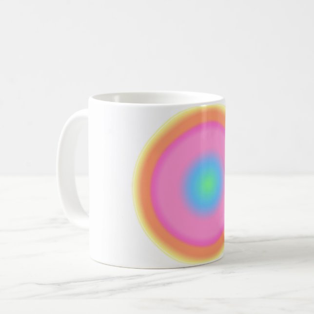 Positive Vibrations - Colourful Radial Gradient  Coffee Mug (Front Left)